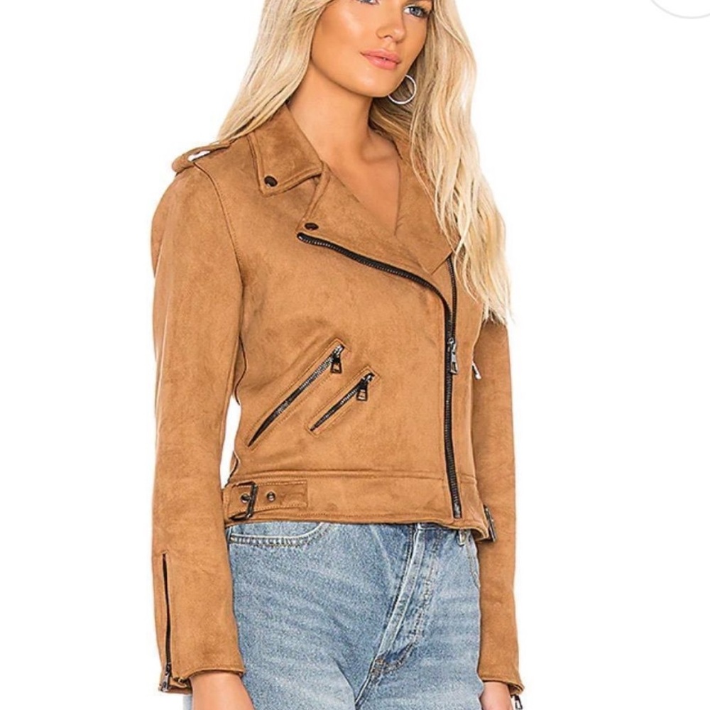Revolve About Us Superdown Tanya Faux Suede Brown Tan Neutral Moto Jacket Coat